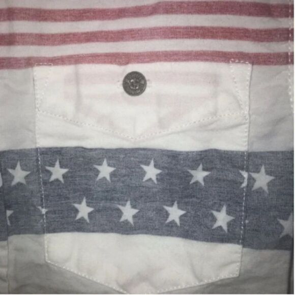 Kid's Free Planet Red White & Blue Short Sleeve Button Down Shirt - Picture 3 of 6